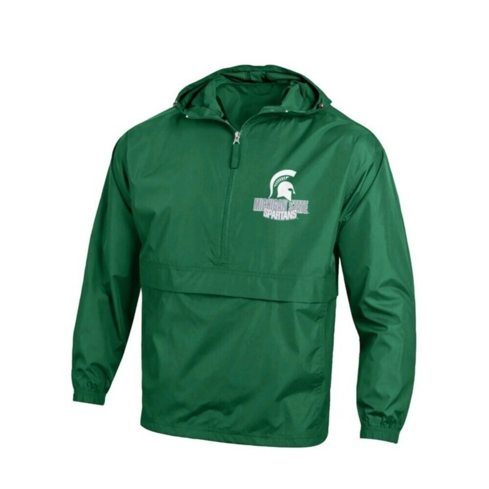 NCAA Champion Mens Size XL Michigan State Spartans 1/4 Zip Packable Jacket